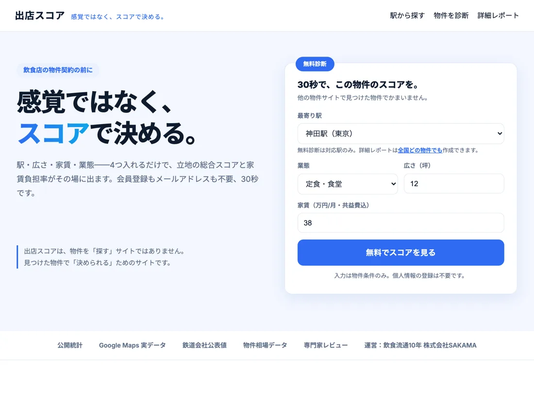 出店スコア の画面イメージ